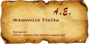 Antonovics Etelka névjegykártya